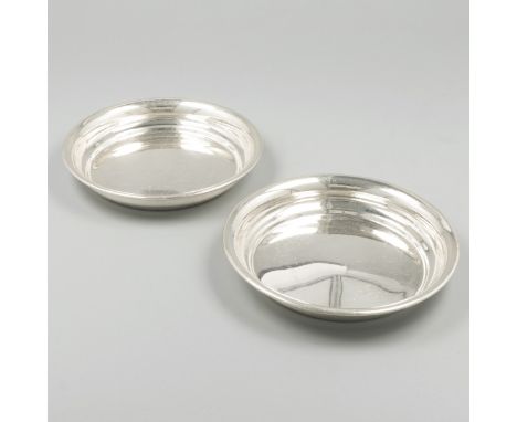 Set of bottle trays silver. Sleek with a turned-up edge. The Netherlands, Amsterdam, Jan Hendrik Eversbag &amp; Daniël van Ou
