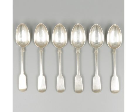 Set of 6 dessert spoons (Exeter 1855) silver. Tightly executed models. United Kingdom, Exeter, Josiah Williams &amp; Co (Jame