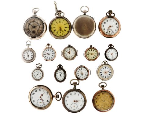 Lot silver pocketwatches. Case: silver - manual winding - condition: decent - plexiglass - the pocketwatches are in various c