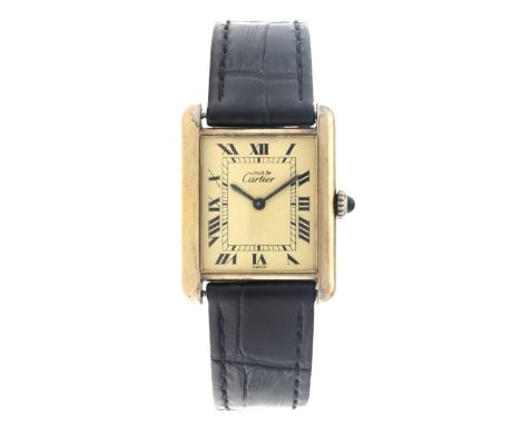 Cartier Must de Cartier Tank 6 012380 - Ladies watch. Case: silver (goldplated silver 925/1000) - strap: leather - manual win