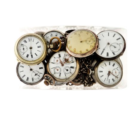 Lot with mostly silver pocketwatches. Case: steel and silver - manual winding - condition: decent - Lot with steel and silver