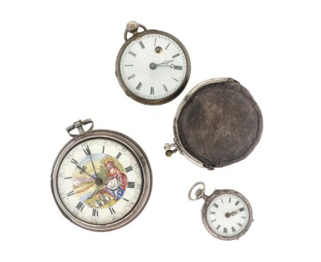 Lot with 3 silver pocketwatches. Case: silver - manual winding - condition:&nbsp;movements partly working - diameter: 29-55 m