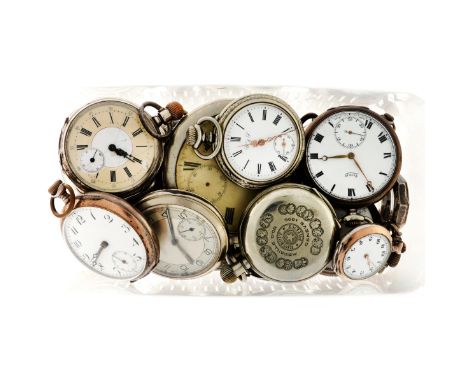 Lot silver and steel pocketwatches. Case: silver - manual winding - condition: decent - plexiglass - the pocketwatches are in