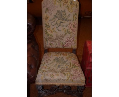 Victorian Carved Chair with Tapestry Upholstery 