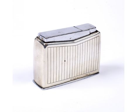 A DANISH TABLE LIGHTER BY GEORG JENSEN, of rectangular form with reeded decoration, numbered 366C, signed and stamped 'Sterli