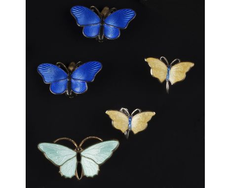 A COLLECTION OF ENAMEL BUTTERFLY EARRINGS, comprising six pairs of earclips, one pair of earstuds and an additional earclip, 