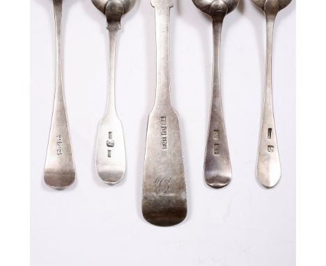 THREE SCOTTISH PROVINCIAL SILVER TEASPOONS, Old English pattern, Aberdeen 1800-1820, one by William Jamieson initialled 'IMW'