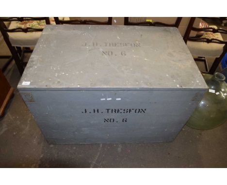 Grey painted pine packing trunk