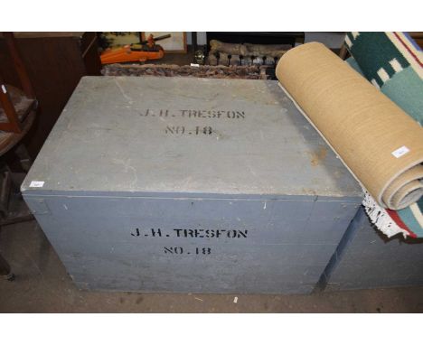 Grey painted pine packing trunk