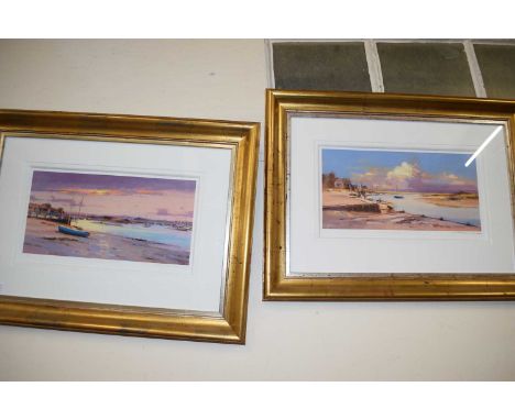 Peter Wileman, two coloured prints, Summer Day at Blakeney and Dusk Burnham Overy Staithe, gilt framed and glazed