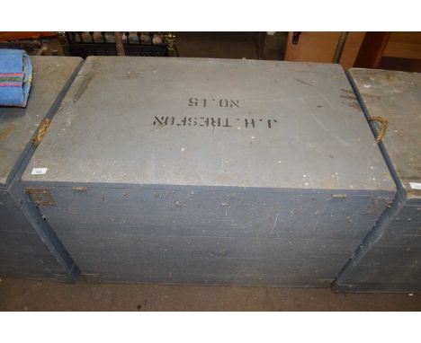 Grey painted pine packing trunk