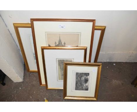 Mixed Lot: Cole St Peter Mancroft, framed etching plus various others and a coloured print after Jason Partner