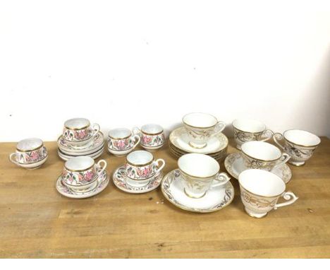 A set of six Langenthal teacups and saucers (teacup: 6.5cm) and six possibly French, demi tasse cups with saucers (a lot)