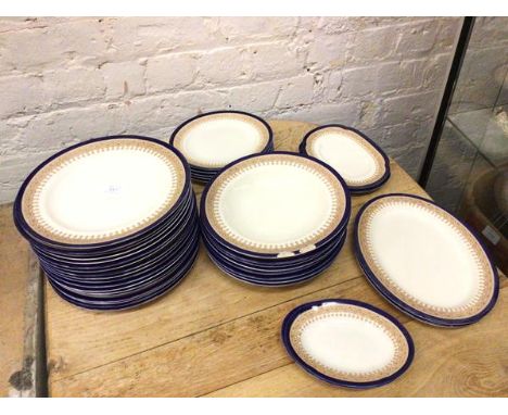 A part Royal Worcester dinner service including eighteen dinner plates (27cm), two serving plates, five side plates, eight so