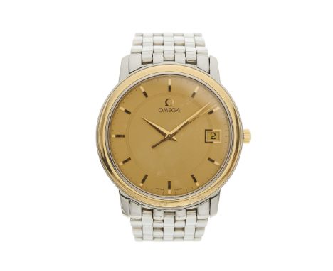 Omega, a stainless steel and 18ct gold De Ville bracelet watch, reference 196.1150, signed quartz movement calibre 1532, seri