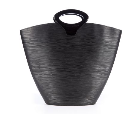 Louis Vuitton, a black epi Noctambule tote, featuring sleek resin top handles, an open top and grey alcantara interior lining