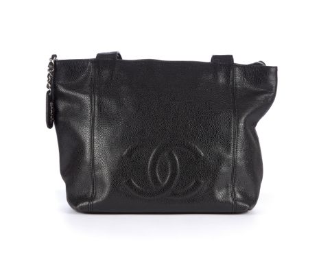 Chanel, a vintage Timeless CC tote, crafted from grained black caviar leather, featuring maker's CC logo embroidered to the l