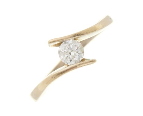 An 18ct gold brilliant-cut diamond single-stone ring, with crossover tapered shoulders, diamond estimated weight 0.35ct, H-I 