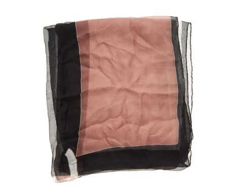 Chanel, a long silk chiffon scarf, the pink, black and white colour block design, featuring maker's central CC logo, measurin