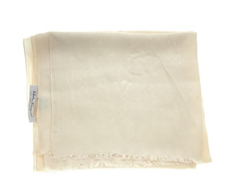 Salvatore Ferragamo, a cream silk/wool Gancini scarf, measuring 65 by 180cmCondition- Overall good condition- No obvious mark