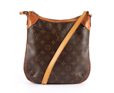 Louis Vuitton, a monogram Odeon handbag, crafted from monogram coated canvas with tan leather trim, featuring a front slip po