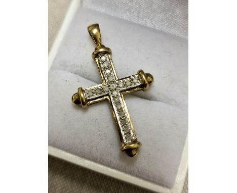 9ct Gold &amp; Diamond Crucifix Pendant, 3.35g