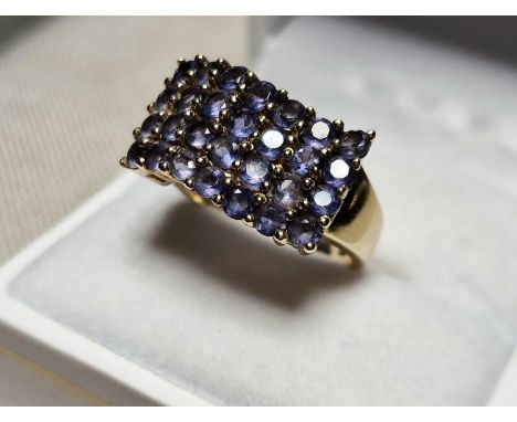 9ct Gold &amp; Tanzanite Cluster Ring, Size O and weighs 5.9g approx