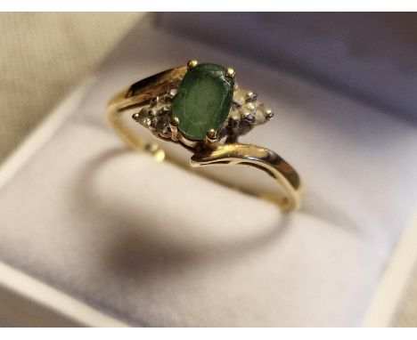 Antique 18ct Gold, Emerald &amp; Diamond Dress Ring, 2.85g &amp; size U