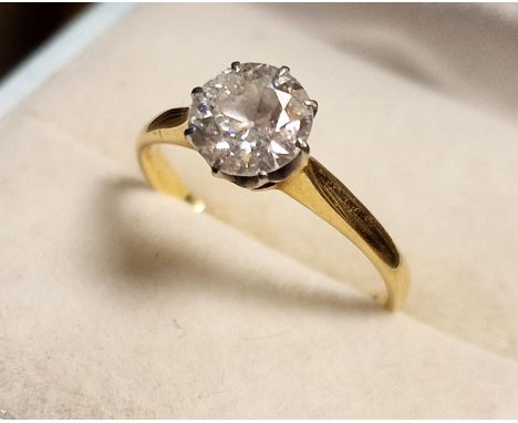 18ct Gold &amp; Diamond Solitaire Engagement Ring, size M &amp; 2.35g
