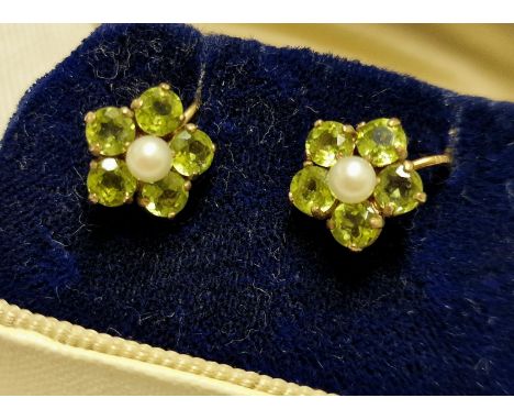 9ct Gold Pair of Boxed Citrine and Pearl Screw Back Earrings
