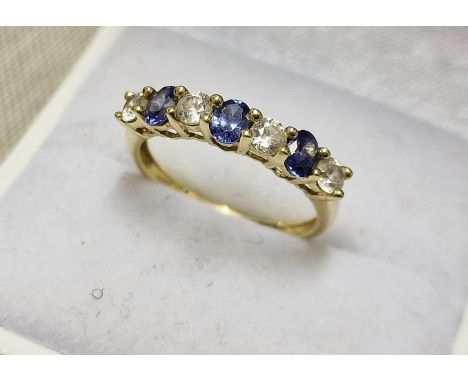 14ct Gold &amp; Tanzanite Half Eternity Ring, size k+0.5