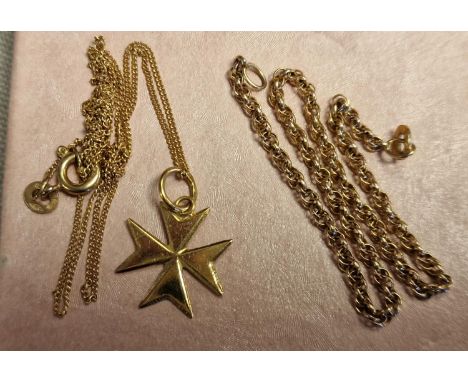 Pair of 9ct Gold Chain Necklaces - 4g combined