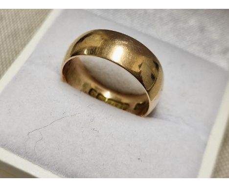 9ct Gold Wedding Band Ring, 4.6g &amp; size P