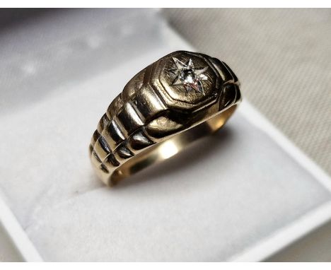 Rolex 9ct Gold &amp; Diamond Gents Dress Ring, size W &amp; 7g