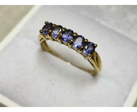 9ct Gold &amp; Tanzanite Half Eternity Ring, size Q and 2.1g