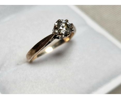 9ct Gold &amp; Diamond (0.25ct) Solitaire Dress Ring, size i+0.5 &amp; 2g