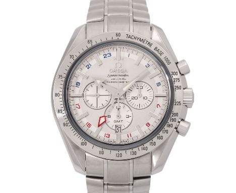 OMEGA Speedmaster Broad Arrow GMT, Ref 35813000. Herrenuhr Edelstahl. Automatik-Uhrwerk. Sehr guter Zustand. Leichte Tragespu