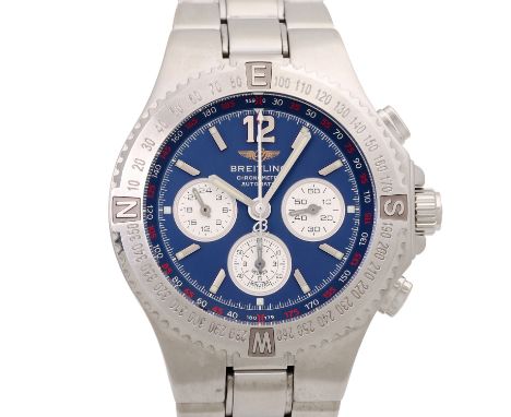 BREITLING Hercules Chronograph, Ref A39362. Herrenuhr. Edelstahl. Automatik-Uhrwerk. Blaues Ziffernblatt. Sehr guter Zustand.