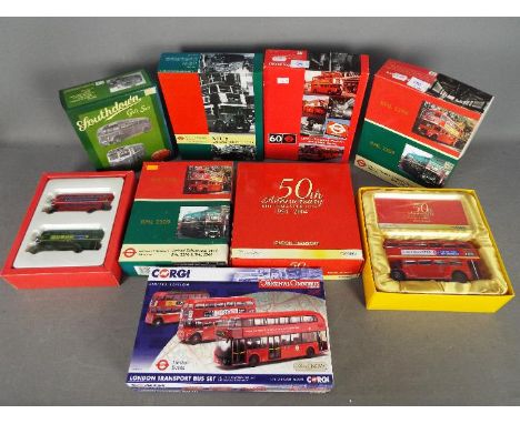 Corgi - EFE - A collection of 7 x boxed sets of bus models mostly in 1:76 scale including # OM49904 London Transport 3 piece 