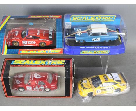 Scalextric - A group of 4 x slot cars including Opel Calibra DTM, Alfa 155 Old Spice race car # C536, Porsche 911 GT1 # C2202