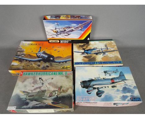 Matchbox - Tamiya - Hobby Craft - A collection of 5 x model aircraft kits in 1:48 scale including # PK-461 Messerschmitt Bf10