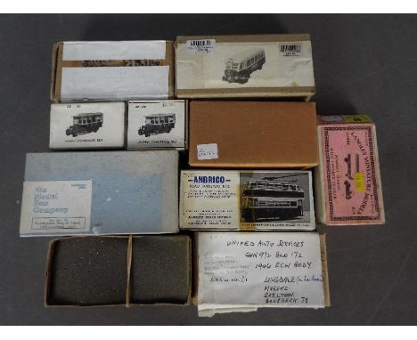 The Model Bus Co - Anbrico - Langley Miniatures - A collection of 10 x white metal truck and bus kits in 1:76 scale including