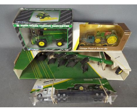 Ertl - Blueprint Replica - A group of 4 x boxed models including # 5095 a 1:16 scale John Deere six bottom plow, # 5129 a Joh