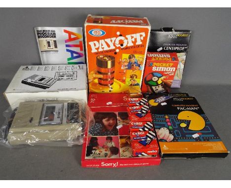 Atari - MB Games - Ideal - A collection of vintage game items including a boxed Atari 410 programme recorder with power lead 