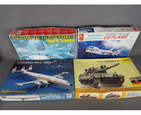 Hobby Craft - Heller - Esci - A group of 4 x model kits in various scales including # 80314 Lockheed 1049G Super G in 1:72 sc