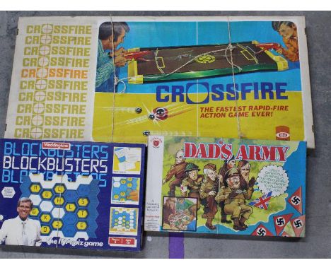 Ideal - Waddingtons - Denys Fisher - A lot of 3 x vintage board games including Dads Army, Crossfire and Blockbusters. All sh