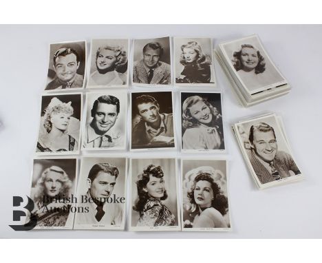 Approx. 100 real photographic postcards of vintage film stars, including; Ronald Reagan, Jean Kent, Gregory Peck, Cary Grant,