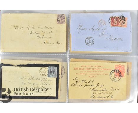 GB Queen Victoria Collection of 84 covers, cards and wrappers all bar one to destinations abroad, including Germany, Egypt, H