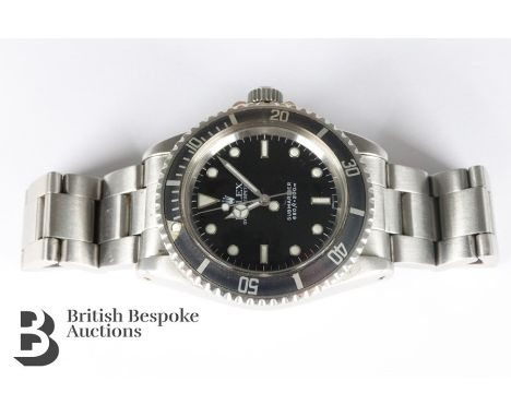 Gentleman's stainless steel 1978 Rolex Submariner Oyster Perpetual wrist watch, model nr 5513/93150. The watch having a black