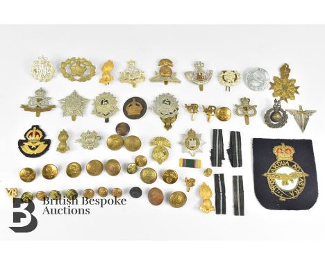 Twenty eight cap badges, including Northumberland Fusiliers cap badge, Highland Light Infantry Assayed Regiment cap badge, th